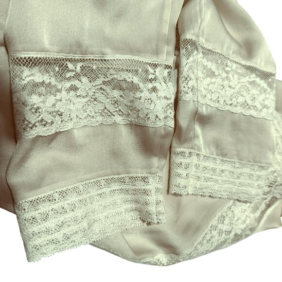 Vtg Ralph Lauren Victorian Ivory Silk Blouse 14 Lace Pearl Buttons LS Feminine - Picture 8 of 8